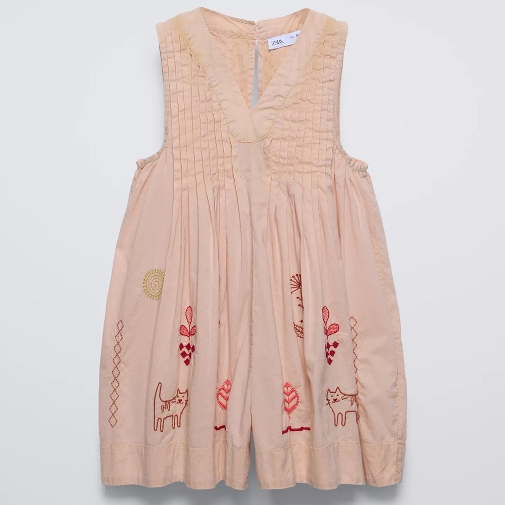 Zara Embroidered Girls Short Jumpsuit